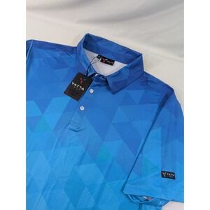 New Yatta Golf Polo shirt mens Large Blue Geometric All Over print Active $50